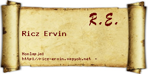 Ricz Ervin névjegykártya